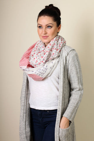 Anika Dali Women's Nora Mixed Floral Birds Polka Infinity Scarf - www.AnikaDali.com
