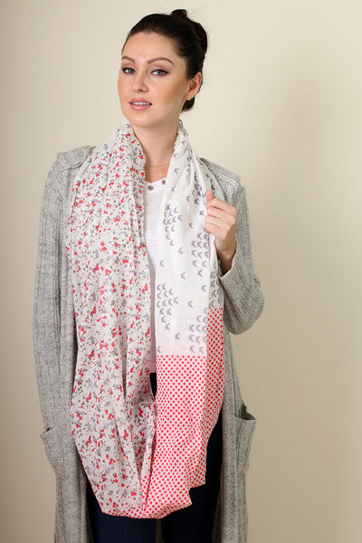 Anika Dali Women's Nora Mixed Floral Birds Polka Infinity Scarf - www.AnikaDali.com
