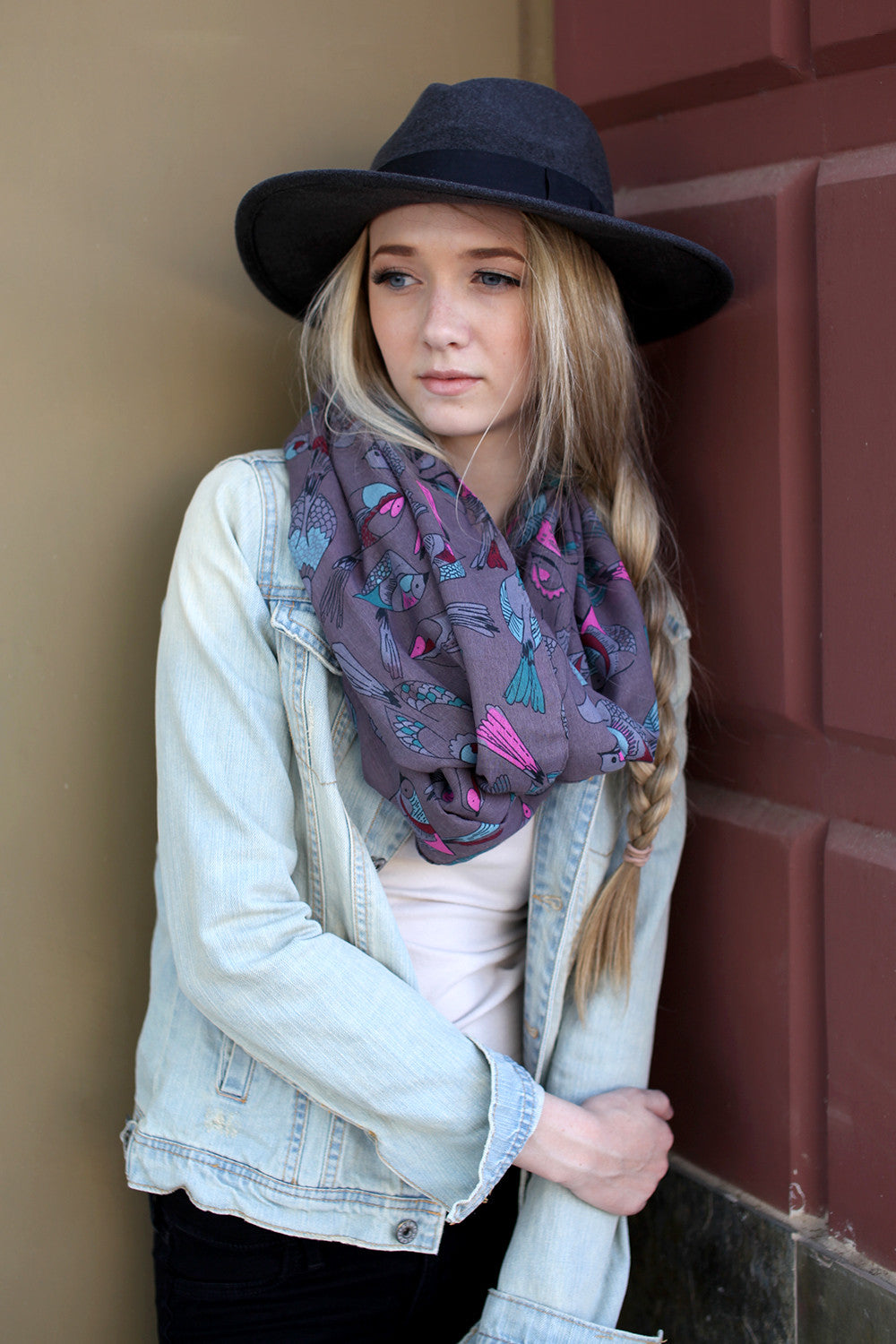 Women's Tweet Tweet Birds Infinity Scarf- Anika Dali