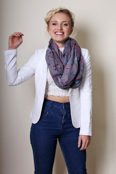 Anika Dali Women's Tweet Tweet Birds Infinity Scarf- www.AnikaDali.com