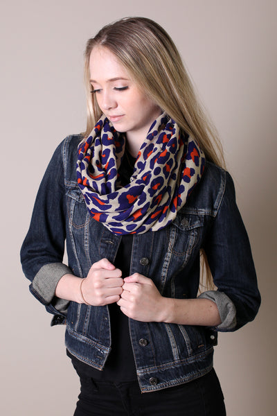 omen's Lucia Leopard Animal Print Infinity Circle Loop Scarf