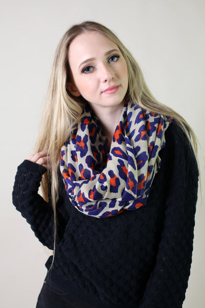 omen's Lucia Leopard Animal Print Infinity Circle Loop Scarf
