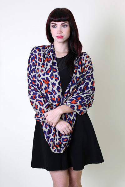 Anika Dali Women's Lucia Leopard Animal Print Infinity Circle Loop Scarf / Shoulder Wraps / Sarong 