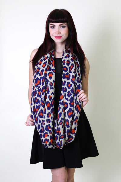 Anika Dali Women's Lucia Leopard Animal Print Infinity Circle Loop Scarf / Shoulder Wraps / Sarong 
