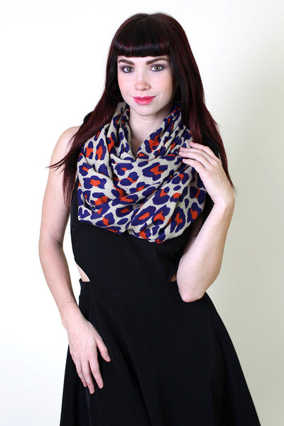 Anika Dali Women's Lucia Leopard Animal Print Infinity Circle Loop Scarf / Shoulder Wraps / Sarong 