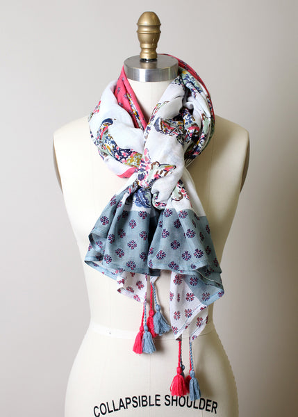 Anika Dali Women's Multicolor Kitty Cat Lover Scarf with Colorful Tassels