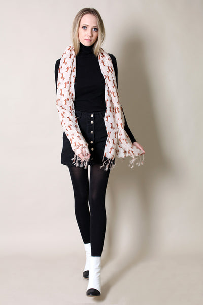 Women's Cute Bella Dachshund Doxie Dog Print Fashion Scarf 