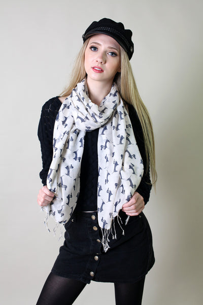 Women's Cute Bella Dachshund Doxie Dog Print Fashion Scarf 