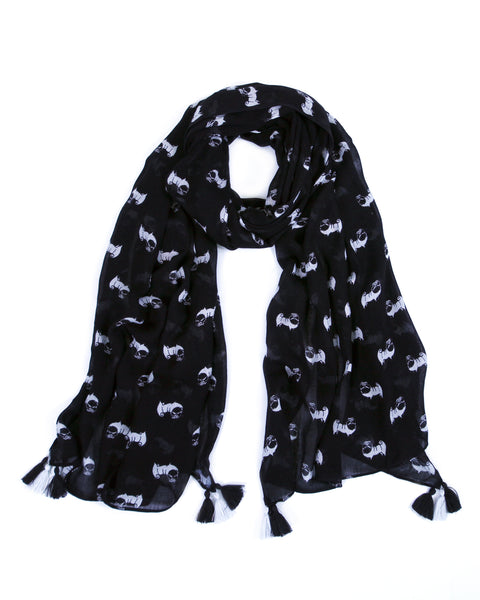 Women's Soft Pug Dog Scarf - Unique Gifts for Animal Lovers