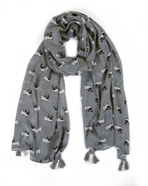 Women's Soft Pug Dog Scarf - Unique Gifts for Animal Lovers