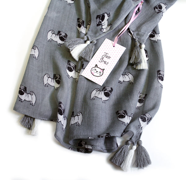 Women's Soft Pug Dog Scarf - Unique Gifts for Animal Lovers