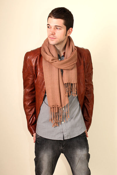 Anika Dali Men's Classic City Brown Stripe Fashion Scarf