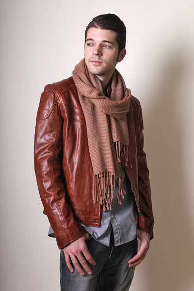 Anika Dali Men's Classic City Brown Stripe Fashion Scarf